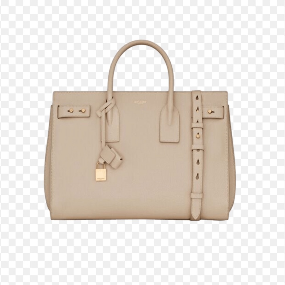 Saint Laurent YSL Sac De Jour Medium Sea Salt Grained Leather Hand Bag Crossbody